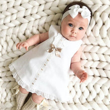 Load image into Gallery viewer, Bow Infant Baby Girls Flower Dresses Christening Gowns Newborn Babies Baptism Clothes Princess Birthday White Baby Girls Dress