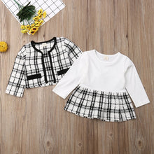 Load image into Gallery viewer, 2Pcs Autumn Winter Party Kids Clothes For Baby Girl Fashion Pageant Plaid Coat Tutu Dress Outfits Suit Toddler Girl Clothing Set