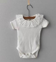 Load image into Gallery viewer, MILANCEL summer newborn clothes Korean style baby girls clothes embrodiery baby camisole ruffle collar baby girls bodysuit
