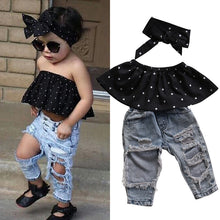 Load image into Gallery viewer, Toddler Newborn Baby Girl Clothes Dot Sleeveless Top Vest Hole Jeans Pants Outfits Casual Fashion Summer clothing ropa de bebes
