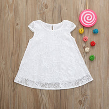 Load image into Gallery viewer, Bow Infant Baby Girls Flower Dresses Christening Gowns Newborn Babies Baptism Clothes Princess Birthday White Baby Girls Dress
